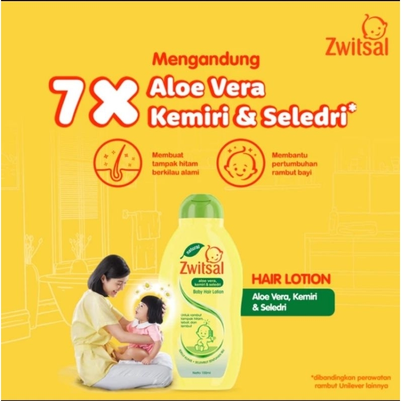 Zwitsal Baby Natural Hair Lotion Aloe Vera Kemeri &amp; Seledri 100 ml