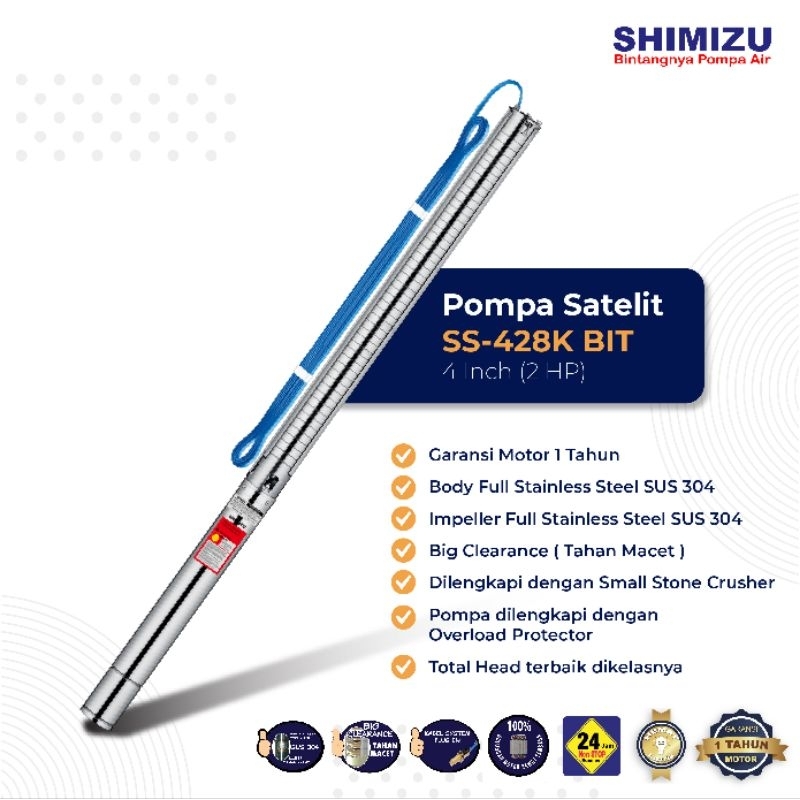 SHIMIZU SS428K Pompa Air Satelit Submersible 4 inch 2 HP SS 428K BIT