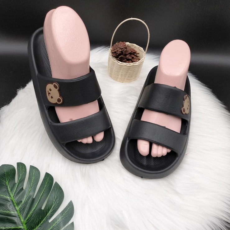 Sandal Slop Dewasa Motif BEAR Sandal Selop Kekinian Empuk Nyaman Sandal Rumah Terbaru 9012-1