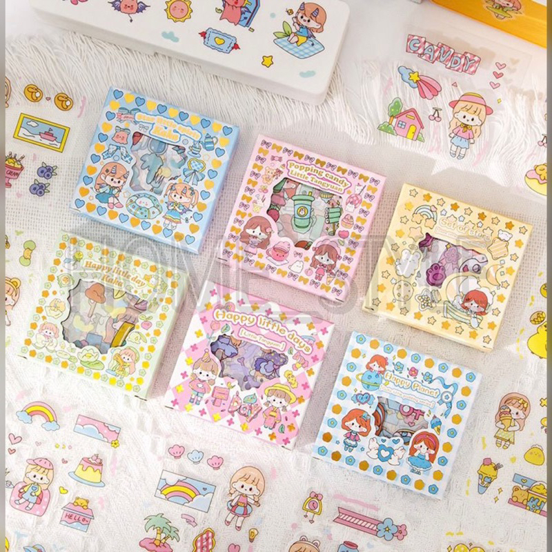 STIKER 2D MOTIF KARTUN KOREA LUCU ISI 100 LEMBAR ANTI AIR / STICKER DEKORASI HANDBOOK SCRAPBOOK BINDER TUMBLEE DIY 0164