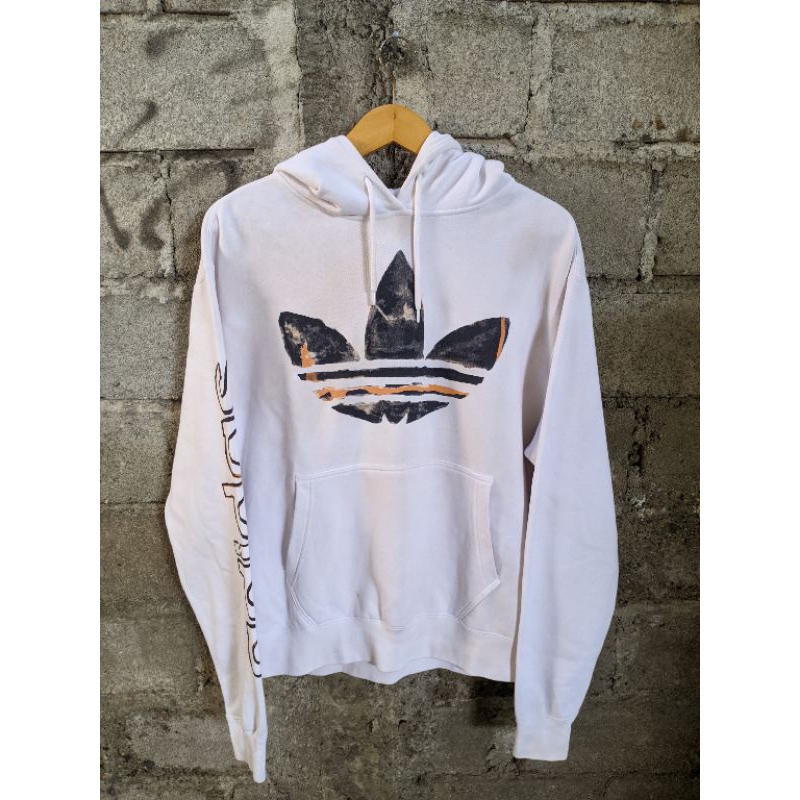 adidas trefoil white hoodie