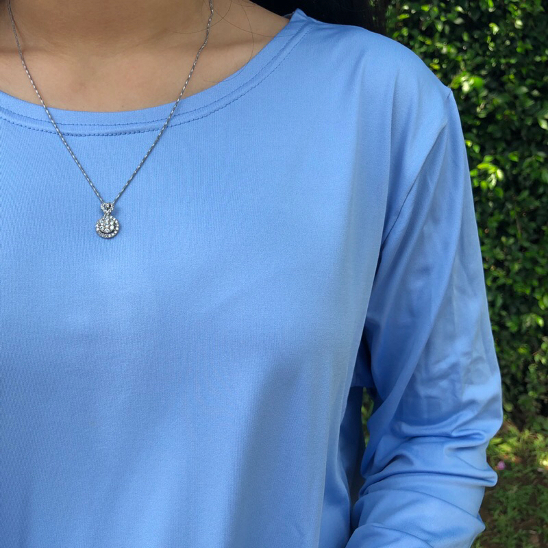 Defect Langit Polos - Blouse Biru Polos - Atasan Lengan Panjang PD52