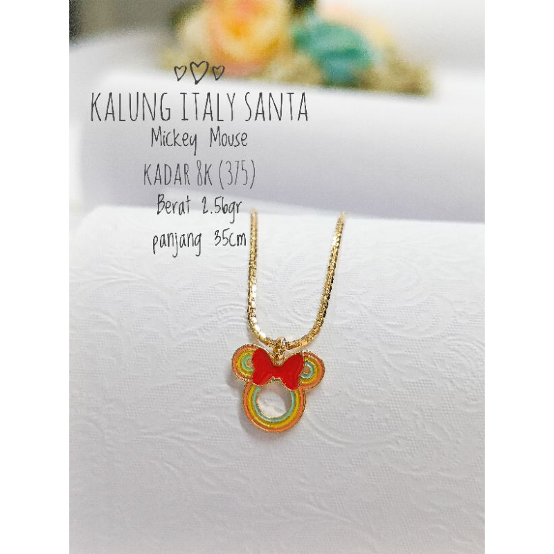 kalungmas anak Mickey rainbow asli emas ubs kadar420