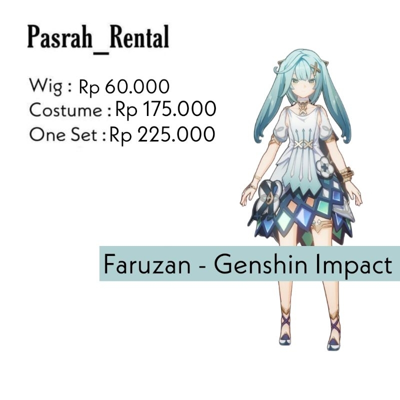 SEWA RENTAL KOSTUM / COSPLAY FARUZAN GENSHIN IMPACT