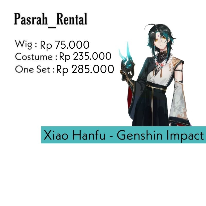 SEWA RENTAL KOSTUM / COSPLAY XIAO HANFU GENSHIN IMPACT