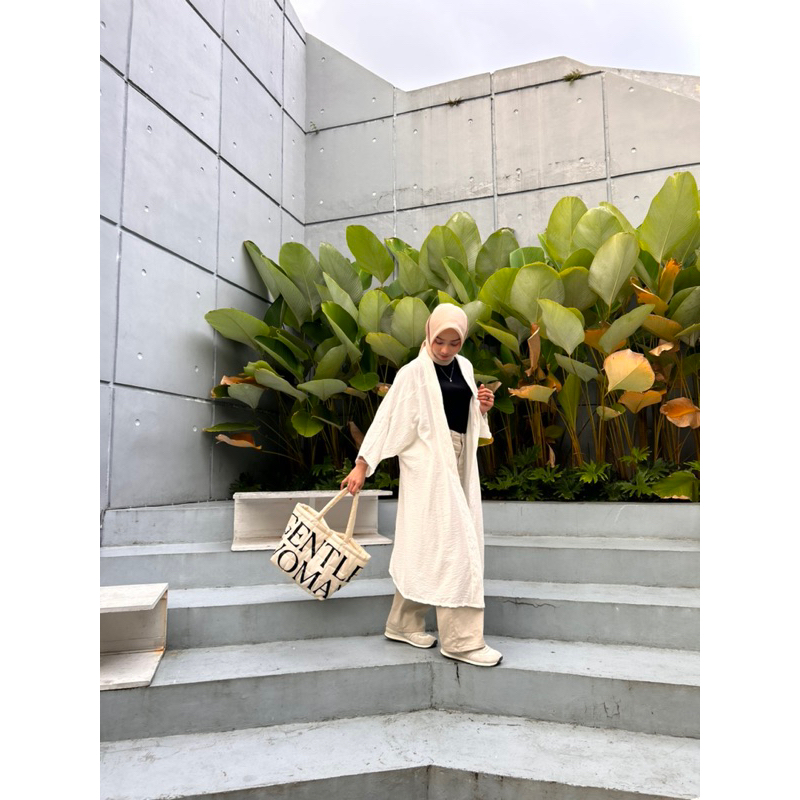 NOORKY “Celeste” Crinkle Long Outer / Batwing lengan kelalawar crincle crinkel krinkel krinkle kimono