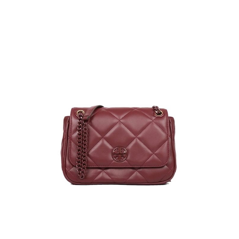 Tory Burch TB 139283 Willa Soft Quilt Small Shoulder Bag In Claret