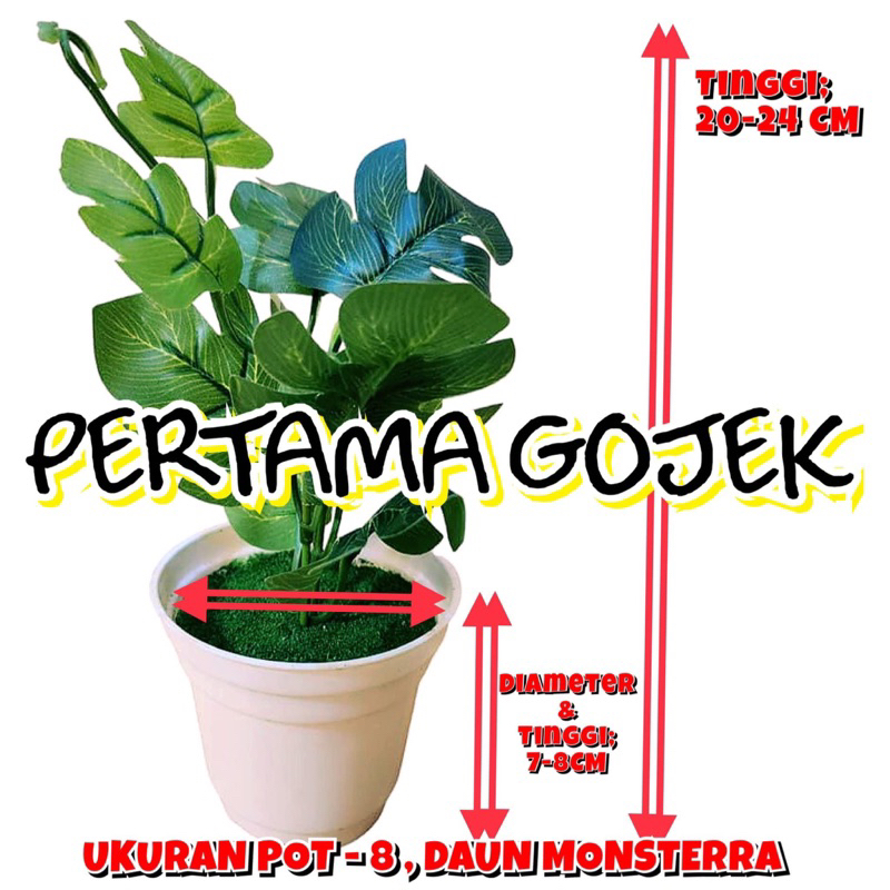 Paket Pot Kecil - Daun Monstera/ Bunga Hiasan/ Bunga Palsu/ Bunga Artificial/ Bunga Plastik/ Bunga P