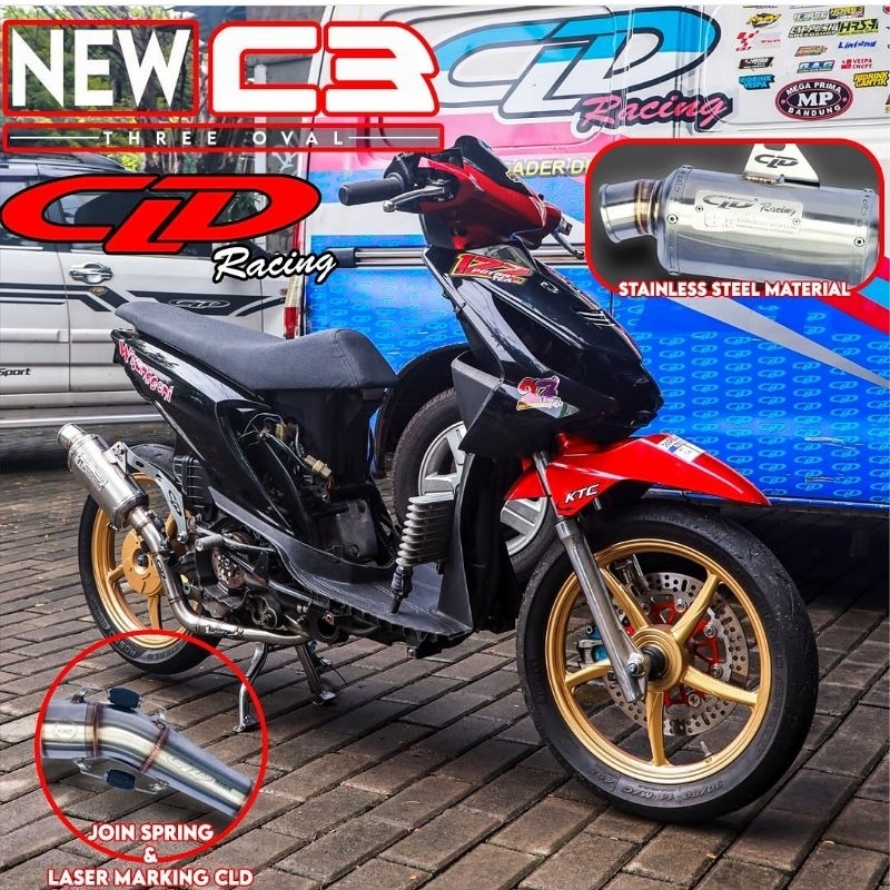 Knalpot CLD Racing type New C3 Oval for Beat Delux, Genio, Scoopy Prestige, Mio Sporty, Mio J, Mio M