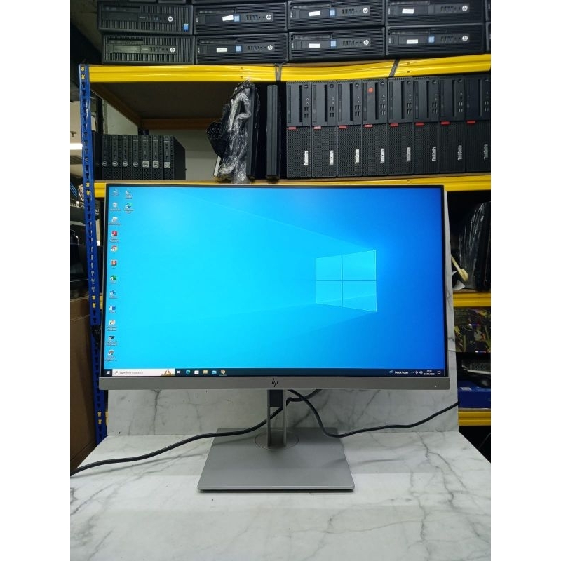 MONITOR LED HP E233 23&quot; WIDE FULL HD LAYAR FREMLES KAKI NAIK TURUN BISA VERTIKAL