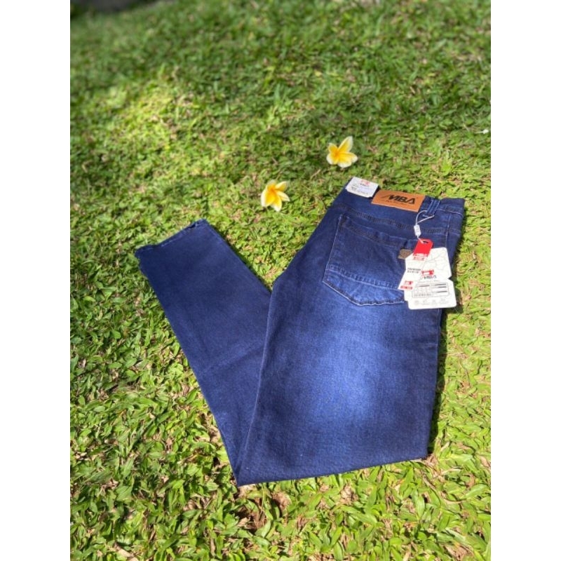 Jeans navy pria celana panjang streeth pria