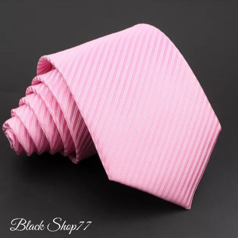 Dasi Pria Dasi Panjang Salur Pink Muda 3 Inchi 8 Cm