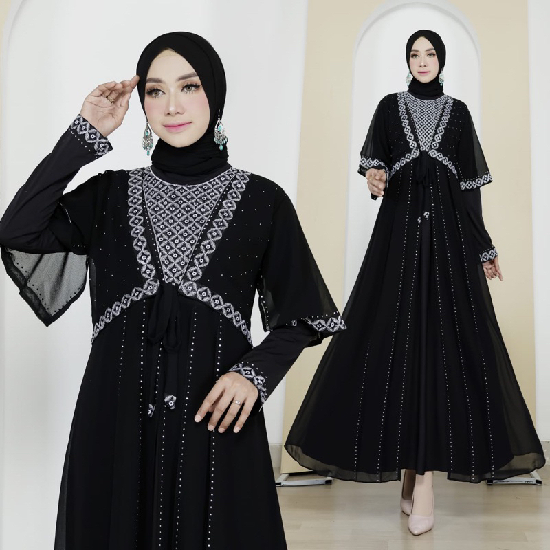 HOLICSUSAN - Abaya Batwing by Shereen Abaya Abaya Mewah Abaya Hitam Abaya Silver Abaya Arab Gamis Arab