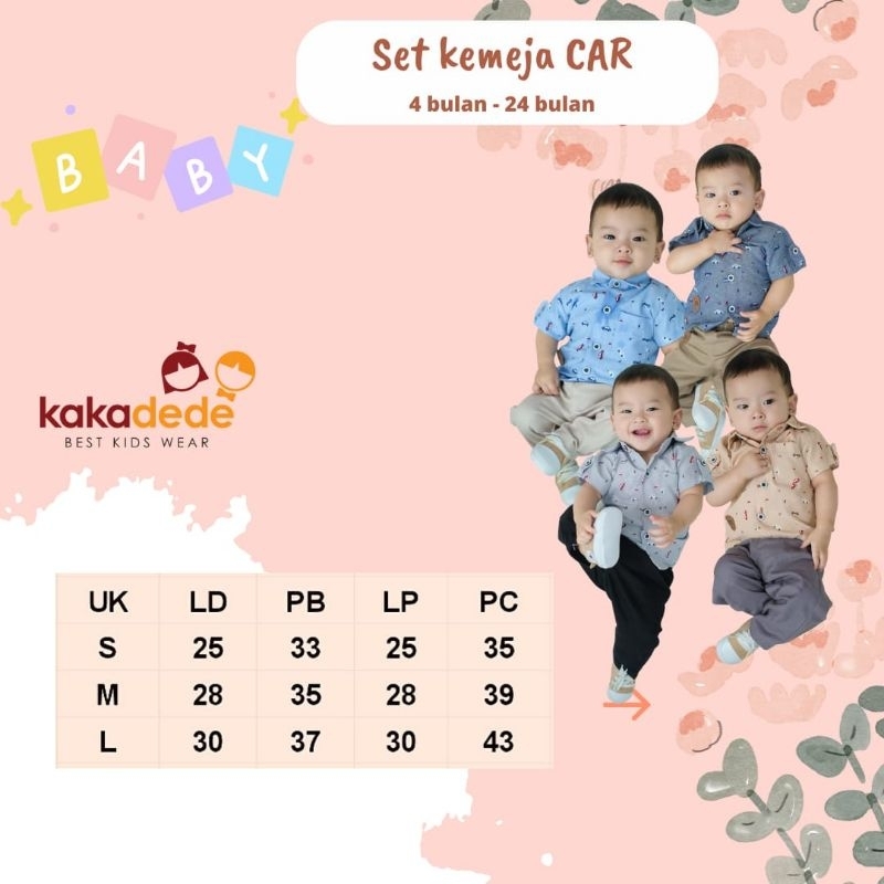 Ready ‼️ Set Kemeja Anak Motif Car by Kakadede bisa COD