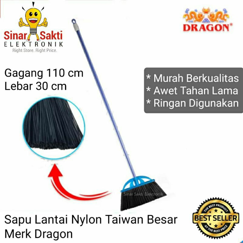 Sapu Lantai Plastik Taiwan Nilon Murah Awet Nylon Dragon Hitam Kipas