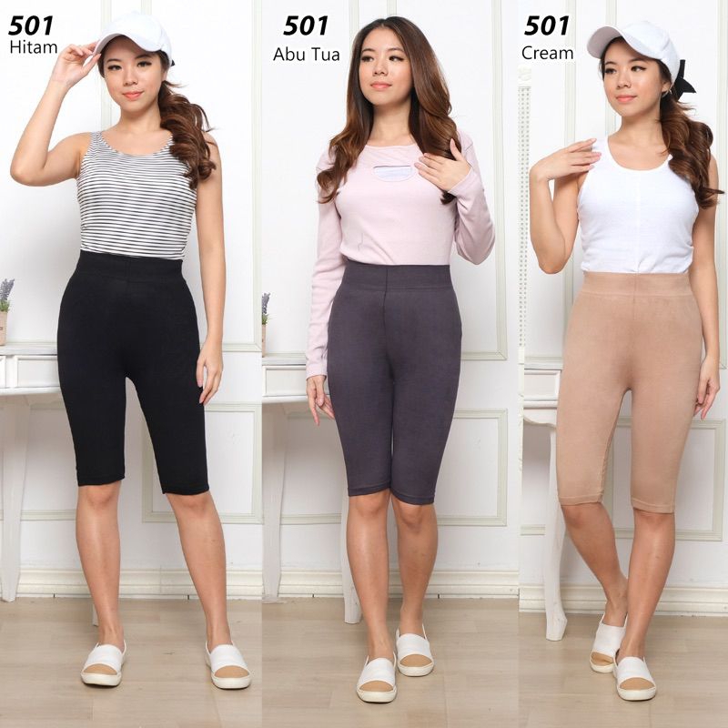 Legging pendek 2per4 Polos - Legging Selutut |legging pendek High Waist import