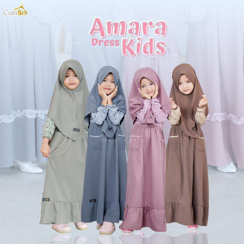 AMARA KIDS DRESS SET HIJAB by COMFIE/DRESS ANAK CANTIK KOMBINASI