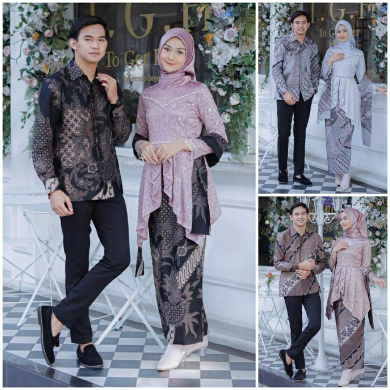 KEBAYA COUPLE MODERN TERMURAH/KEBAYA COUPLE TUNANGAN MODEL TERBARU/KEBAYA COUPLE FREE HIJAB