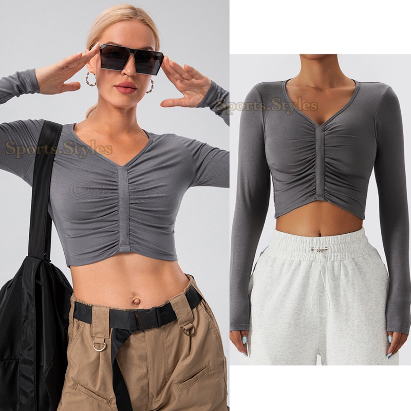 Sports.Styles.id Baju olahraga wanita Crop BCX6592  lengan panjang gym