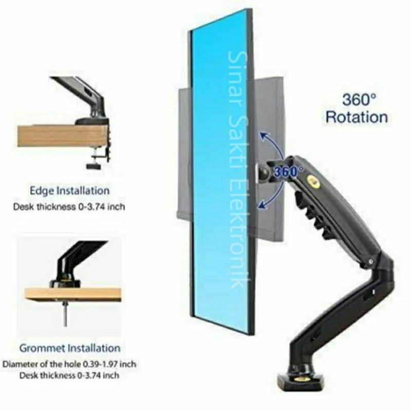 Bracket Monitor TV Meja North Bayou 17&quot; 24&quot; 30&quot; NB F80 Swivel NBF80 Arm PC Komputer 17 24 30 Inch LED