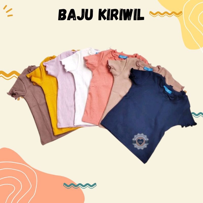 Baju Anak Perempuan KIRIWIL Curly Tangan Pendek Ruffle Knit Tee Rib 1-5 tahun