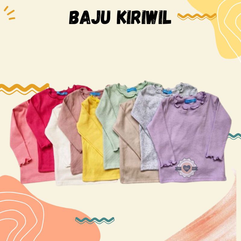 Baju Anak Perempuan KIRIWIL  Panjang  Curly Ruffle Knit Tee Rib 1-5 Tahun