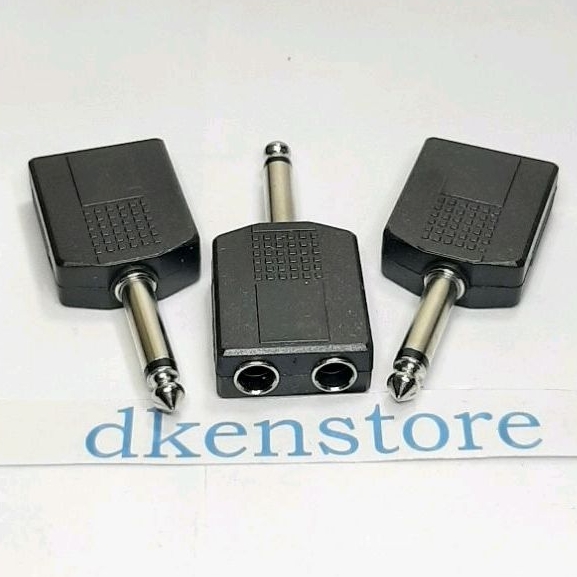 Jek T Akai 6.5mm 2 female to 1 male jack konektor cabang Mic