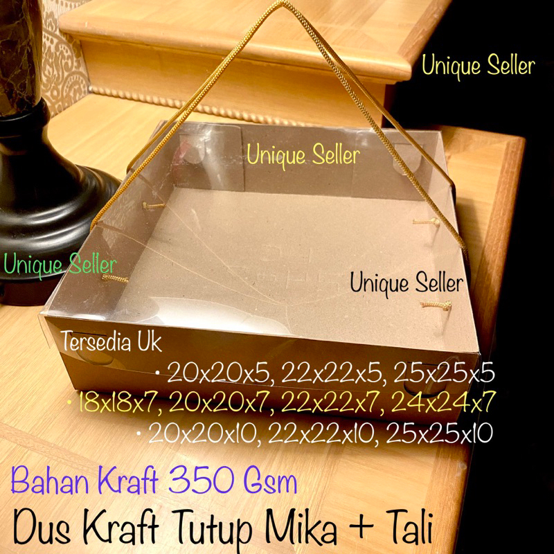 [10 pcs] Dus KRAFT Tali Tutup Mika Uk 18x18 20x20 22x22 24x24 25x25 / Dus Box Kotak Nasi R8 R10k R10b KRAFT 18x18x7 20x20x5 20x20x7 22x22x5 22x22x7 24x24x7 20x20x10 22x22x10 25x25x5 25x25x10 / Dus Bos Kotak Hampers R8 R10k R10b KRAFT Uk 18 20 22 24 25