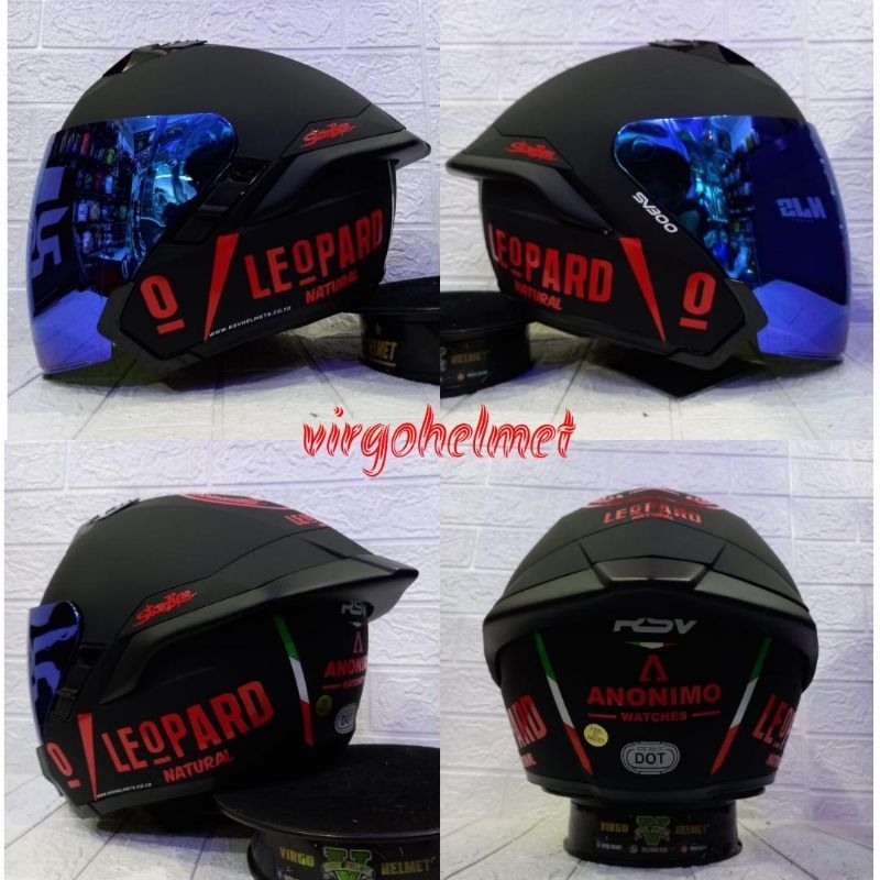 HELM RSV SV300 SOLID BLACK DOFF PAKET-LEOPARD