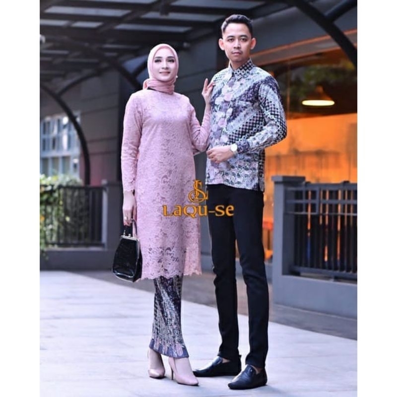 Kebayashopp - Couple Tunik Brokat TERMURAH Set Kemeja Batik Pria Dewasa Lengan Panjang couple kebaya tunangan wisuda/couple kebaya keluarga/couple kebaya moderen/couple tunik/couple kebaya jumbo