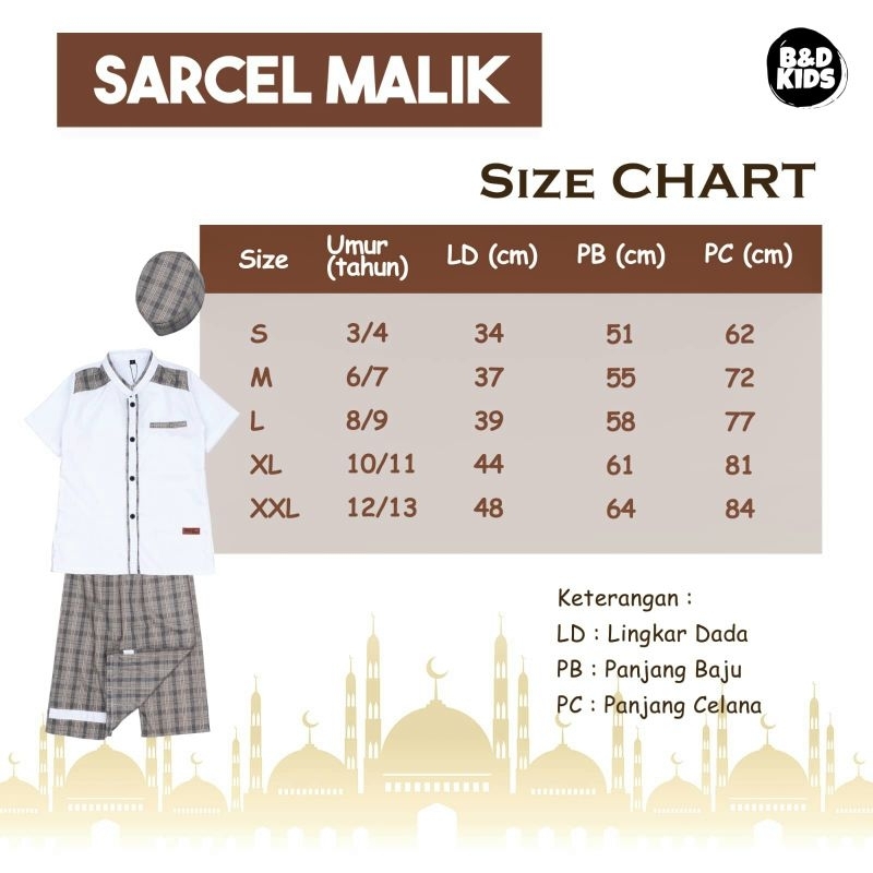 Koko Sarcel Malik Katun Madinah (3-12 tahun) | B&amp;D Kidswear Original