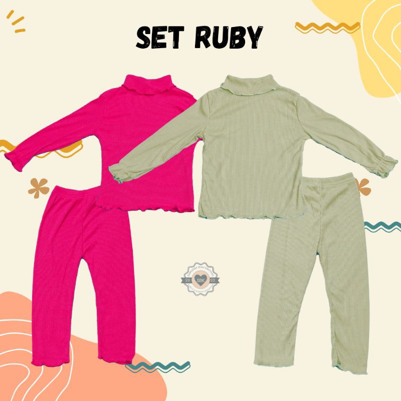 Baju Setelan Anak Perempuan RUBY LENGAN PANJANG Ruffle Knit Tee | Baju Oneset Anak Perempuan Lengan Panjang Bahan Rib Knit Halus Dan Lembut | Baju Setelan Anak Perempuan