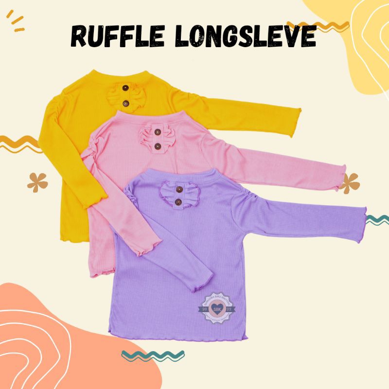 Baju Anak Perempuan RUFFLE LONGSLEVEE Knit tee Rib 1-5 Tahun