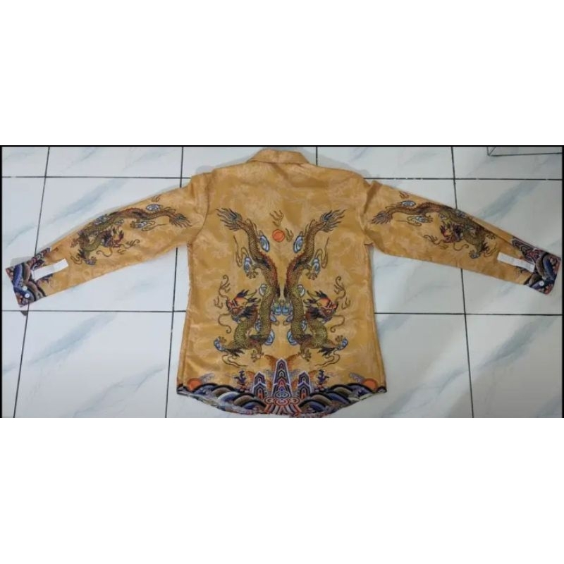 Kemeja Pria Lengan Panjang Keren Sukajan Sablon Naga Dragon Kaisar Caesar Emperor(New)