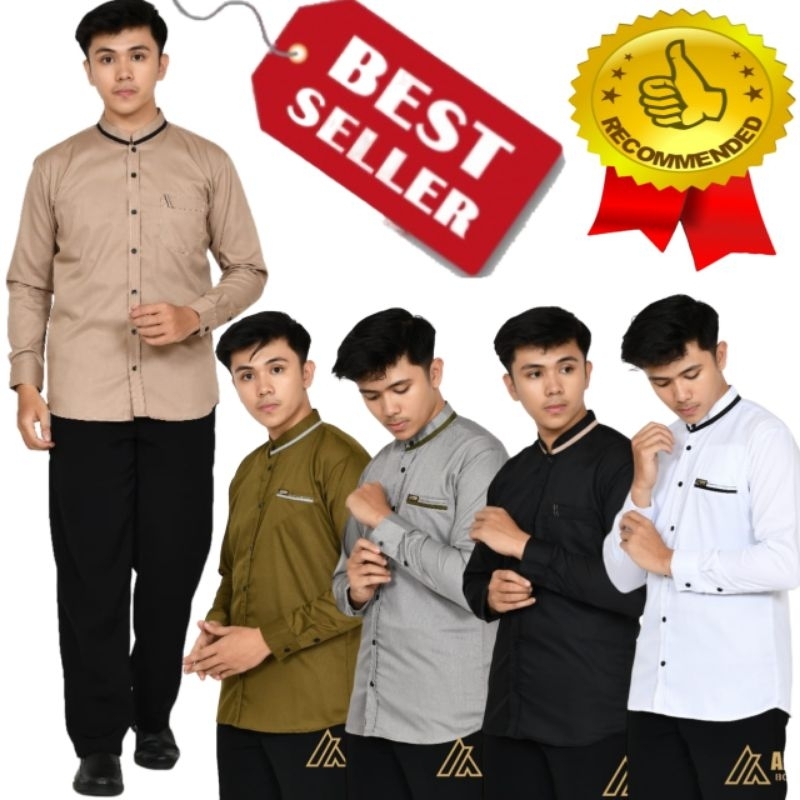 Baju Koko Kurta Dewasa Lengan Panjang Material Catton Adem