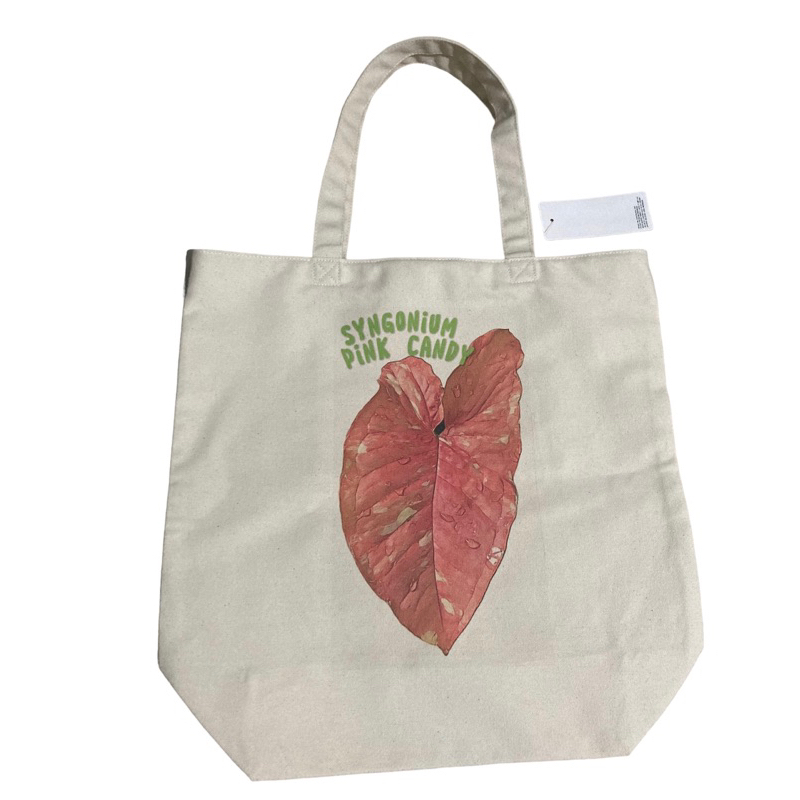 tote bag kanvas print syngonium pink candy / Tas uniqlo