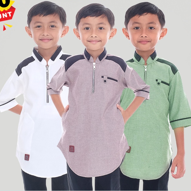 BAJU LEBARAN 2023 Ghazi Kids  Koko Anak Laki Laki Cowok Lengan Tangan Pendek Kurta Pakistan Gamis Ta