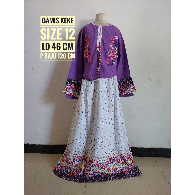 baju muslim anak gamis keke size 12 ungu putih