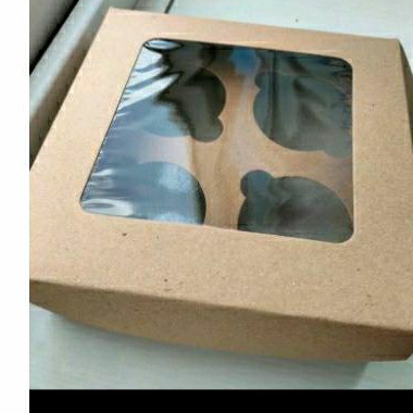 

kotak /dus /box cup cake 4 lubang 17x17x9