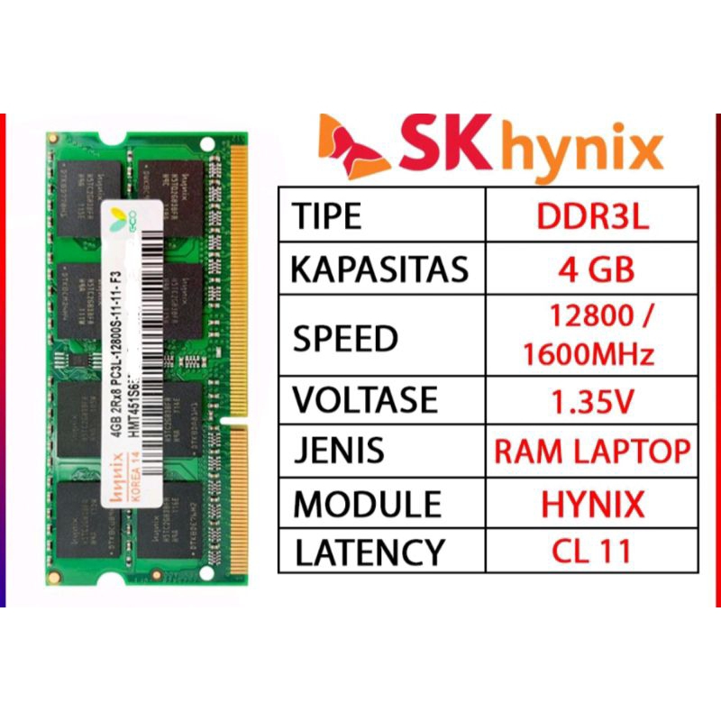 RAM Laptop Skhynix DDR3L 4GB Second