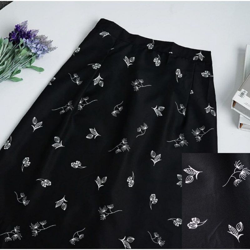 ROK FLORAL PREMIUM SKIRT - GAMAR KOREAN STYLE SKIRT VIRAL