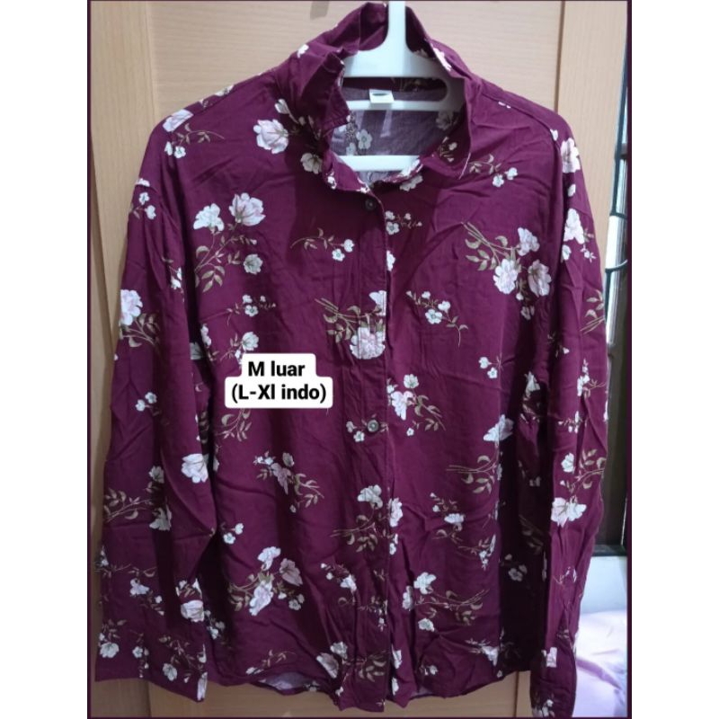 kemeja blouse floral maroon old navy