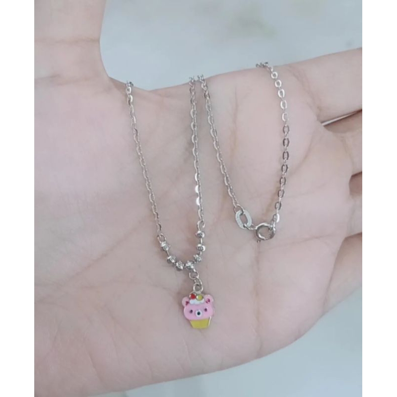 kalung koye nori vensy anak +m. boneka bts cat warna / kalung perak asli silver 925 lapis emas/ kalung fashion terbaru