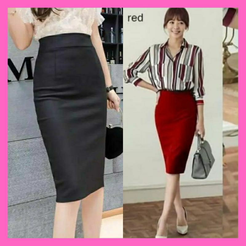 Rok Span Pendek Mini Skirt Korean Fashion Sepan Kerja Wanita Kekinian
