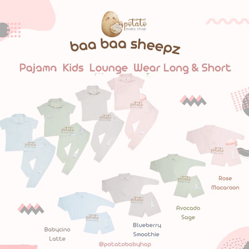 Baabaasheepz Pyama Kids Lounge Wear Long &amp; Short X Tiffany Arthur - Setelan Anak Baabaasheepz pajama