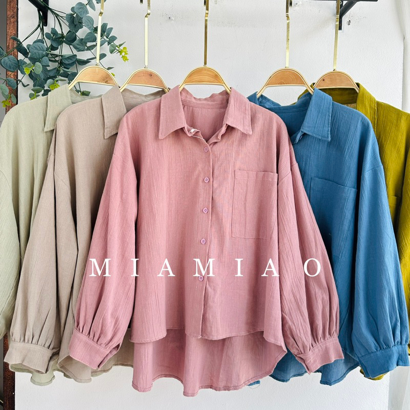 Kemeja Wanita Linen Crinkle Oversize / Kemeja Wanita Korean Style