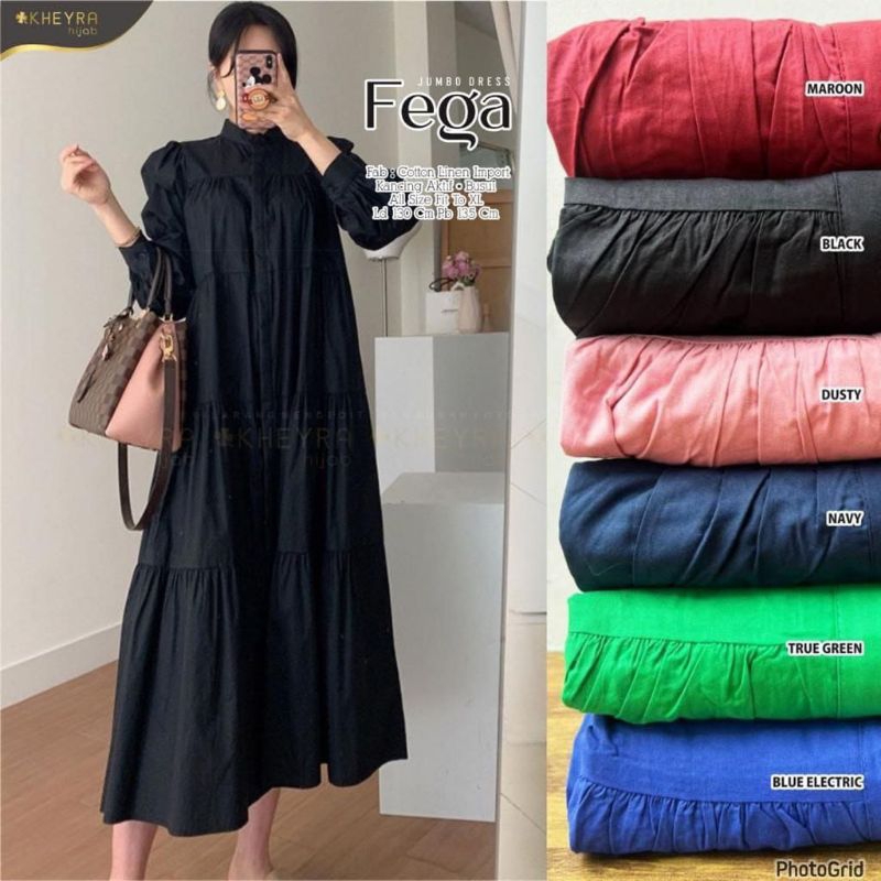 FEGA DRESS JUMBO LD 130 KATUN LINEN IMPORT BY KHEYRA