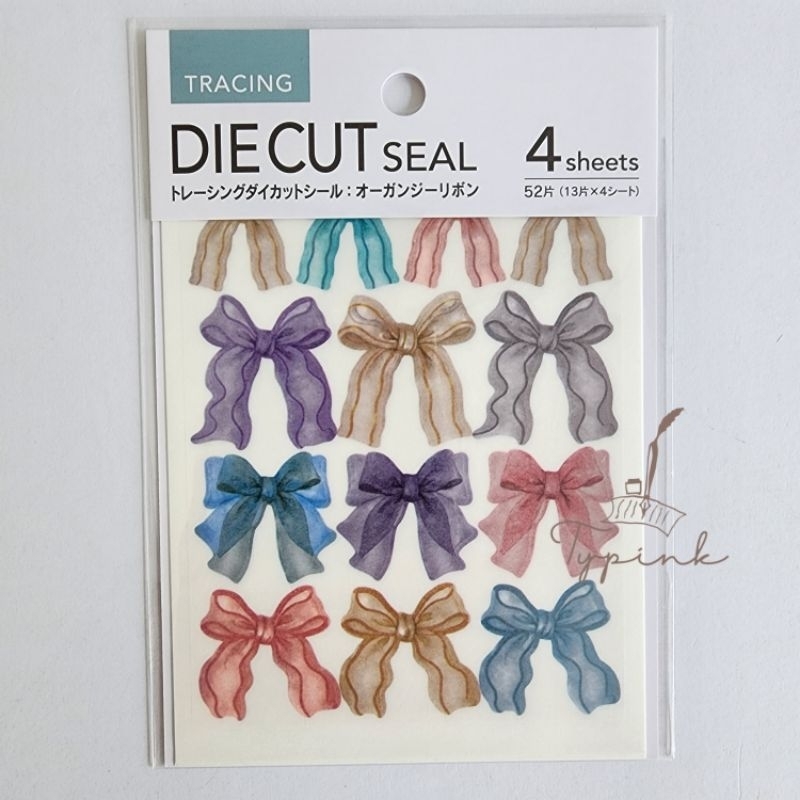 

DIE CUT SEAL BOWS 4 SHEETS STICKER PITA JOURNAL STIKER SCRAPBOOK MADE IN JAPAN