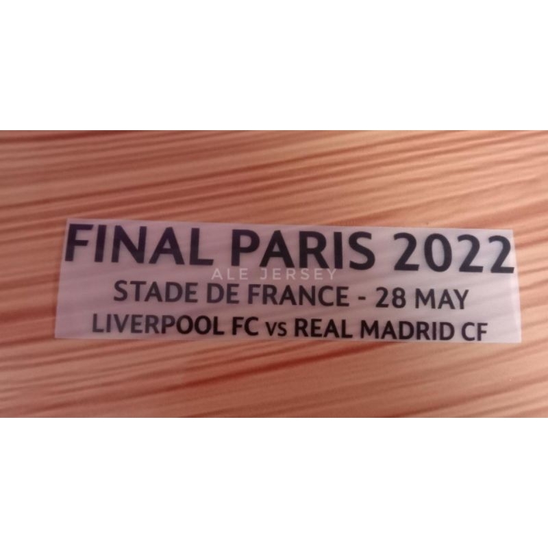 Patch mdt final paris 2022 madrid vs Liverpool (untuk jersey madrid home 22/23)