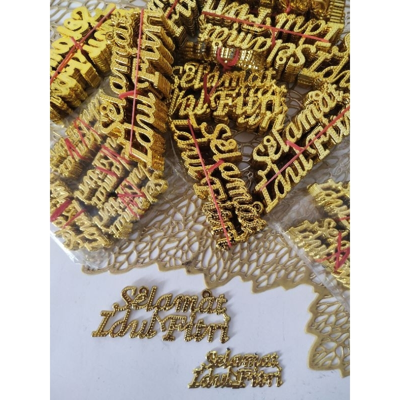 

Tulisan Idul fitri gold 5cm aksesoris pita hampers